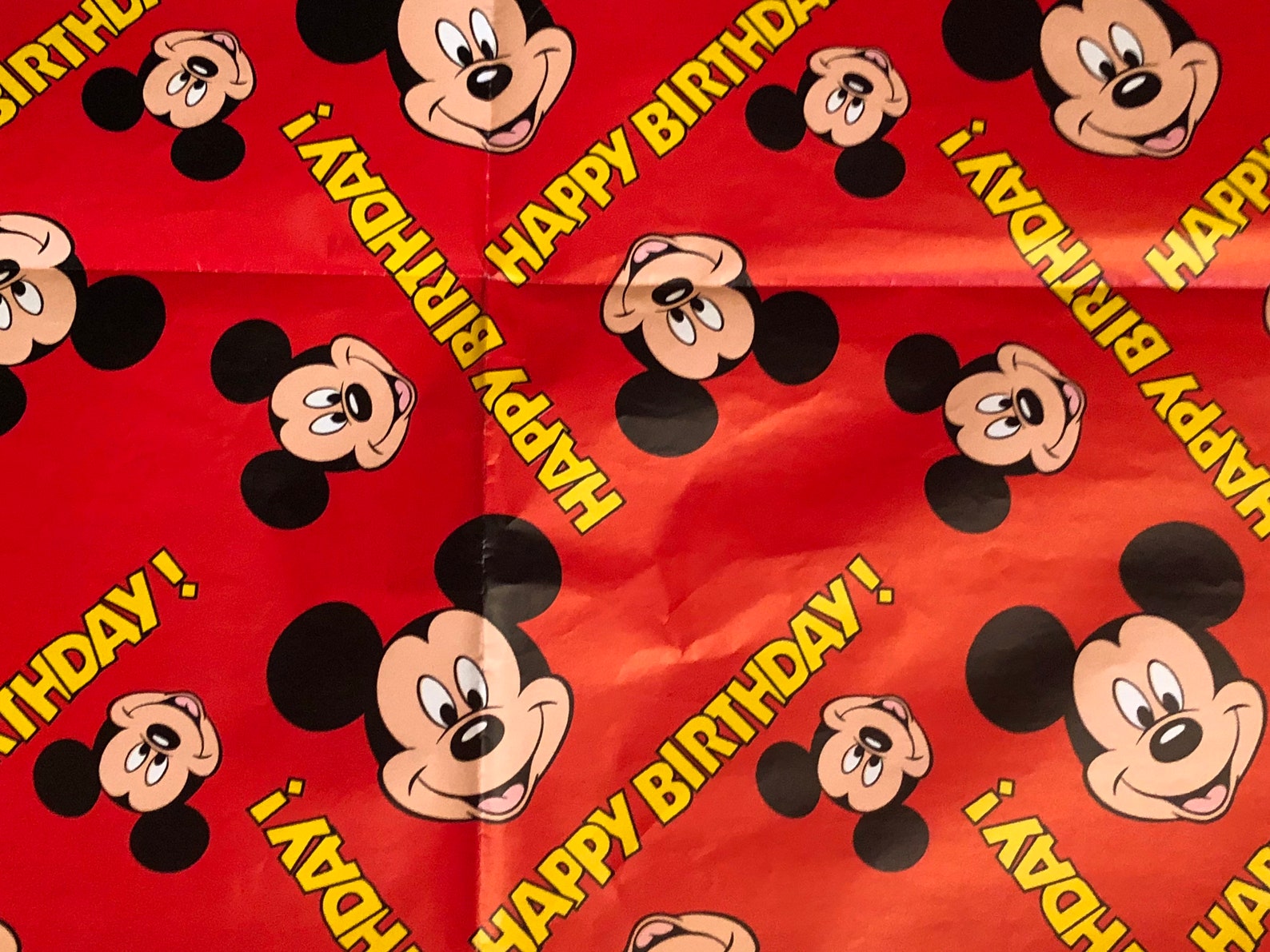 Mickey Mouse happy birthday wrapping paper. Vintage paper Etsy