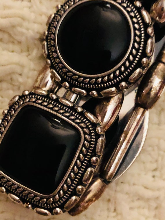 Vintage black glass bracelet watch brand- Saddle … - image 7