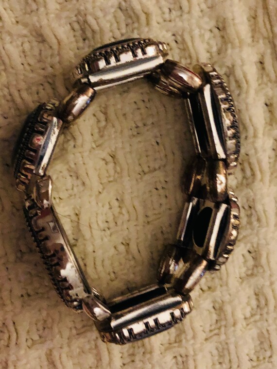 Vintage black glass bracelet watch brand- Saddle … - image 5