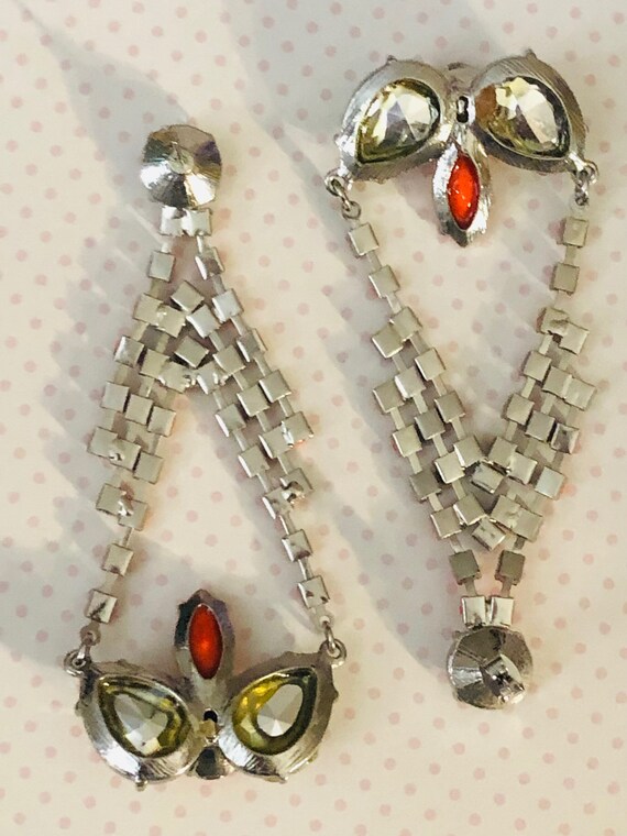 Vintage aurora Borealis crystal dangle earrings w… - image 9