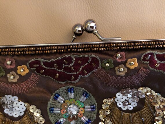 Vintage Evening Purse, Sequins dark brown, beauti… - image 3