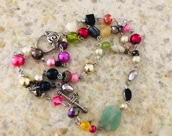 Beaded Choker or Bracelet. Random Beads, HANDMADE. Free shipping