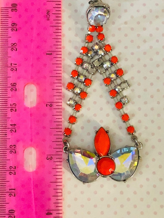 Vintage aurora Borealis crystal dangle earrings w… - image 6