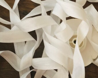 White wired Ribbon for Wedding Bouquets or Wedding Decor