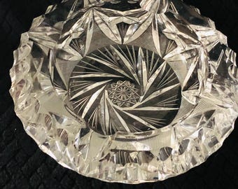 Vintage Crystal Ashtray, Handcut Pinwheel Design, 1970s… ships from CANADA