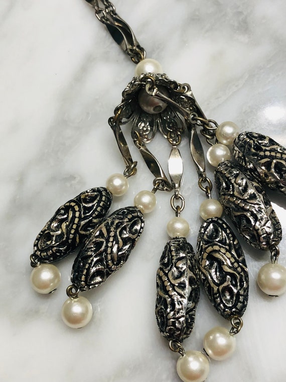 Antique Tassel Necklace Or REINDEER Earrings . Si… - image 4