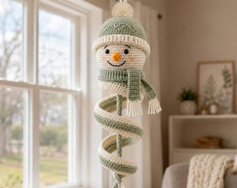 Patrón de ganchillo de muñeco de nieve en espiral escandinavo / Adorno colgante de amigurumi (descarga en PDF)