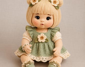Patrón de muñeca de ganchillo Flor de salvia – Amigurumi Bebé Niña PDF
