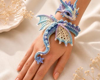 Patrón de pulsera amigurumi de dragón celestial – PDF de ganchillo (descarga digital)