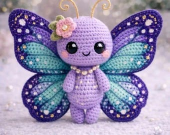 Patrón de muñeca de hada mariposa a crochet, tutorial de alas de amigurumi (descarga en PDF)