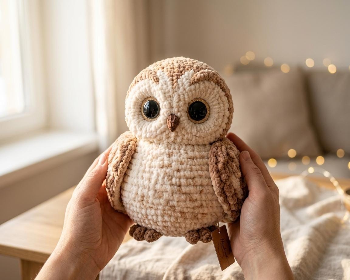 Snowy Woodland Owl Crochet Pattern, Amigurumi Plush Tutorial (PDF Download)