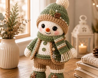 Patrón de ganchillo PDF para muñeco de nieve de invierno en el bosque / Amigurumi (descarga digital) / Nivel intermedio / 28-32 cm (11-12,5 pulgadas) / 10000 patrones adicionales