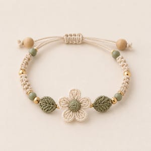 Crochet Daisy Bracelet Pattern | Botanical Macrame PDF Tutorial (Intermediate)