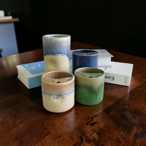Vintage Handmade Ceramic Travel Mug – Pottery Coffee Cup with Sip Lid