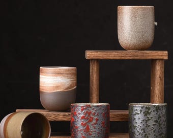 Japanese Wabi Sabi Ceramic Mug – Handmade Japandi Espresso Cup, Rustic Pottery Tea Mug, Minimalist Coffee Gift 150ml