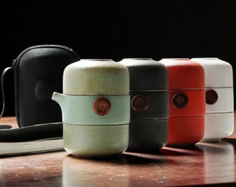 Juego de té de porcelana japonesa hecho a mano – Tetera minimalista estilo Zen Kung Fu, regalo tradicional para la ceremonia del té asiática.