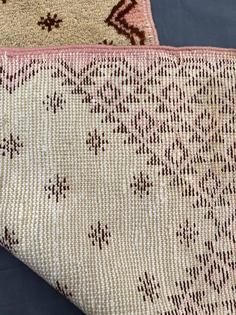 Warm Cream Afghan Turkmen Rug 2x4 Ft Vintage Hand Knotted Tekke Gul ...
