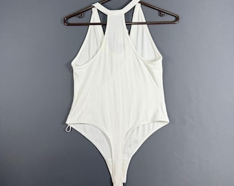 Free People Ribbed Halter Vest Body Suit Ivory M
