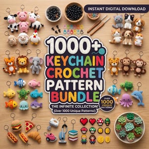 1000+ Amigurumi Keychain Patterns Bundle  PDF Digital Crochet Mini Toy Collection
