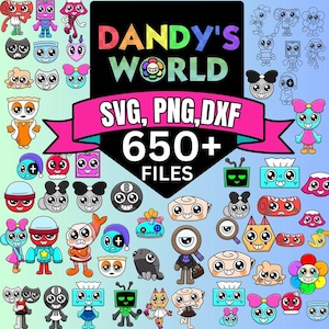 Paquete SVG de Dandy's World para fiesta de cumpleaños, Roblox SVG, clipart de juegos para niños, personajes de Dandy's World, descarga digital