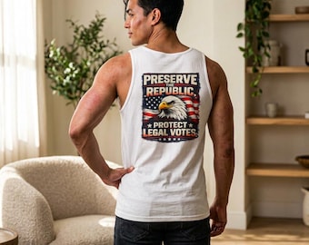 Preserve the Republic Eagle Tank Top | Protect Legal Votes, American Flag  S-2XL
