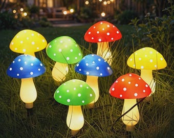 Outdoor Solar Mushroom Lights, Multicolor LED Garden Path Lights, 8 Modes, IP65 Waterproof