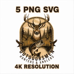 Hunter Deer Duck Fishing PNG SVG, Retro Camo Hunting Sublimation & Fishing Outdoorsman Boy Shirt, Patch Design Graphics, Marsh Old School