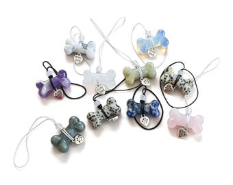 Crystal Dog Bone Charm, Paw Heart Pendant, Pet Lover Gift (Variety Colors)