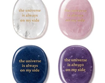 Inspirational Energy Stone, "Universe Always on My Side" Affirmation Crystal, Desk Gift