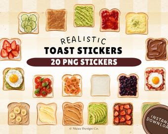 Toast Topping PNG Bundle | Realistic Breakfast Stickers | Digital Planner | Scrapbook | GoodNotes | Instant Download
