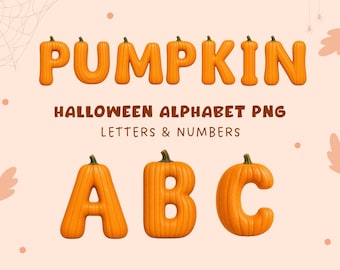 Pumpkin Alphabet PNG | Halloween Letters PNG |  A-Z | Numbers 0-9 | Clipart | Digital Download