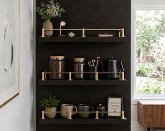 Coffe Bar Rails, Customizable Solid Brass Gallery Rail