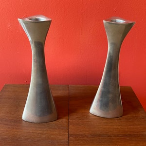 Vintage Nambe Metal Candlestick Holders/Pair x596