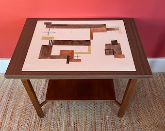 Vintage Mid Century Entryway Table, Tile Signed Sasha Brastoff, RARE