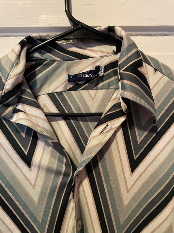 Vintage 1970s Givenchy Button Down Polyester Shir… - image 3