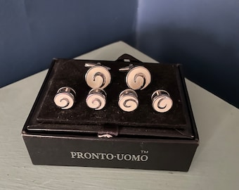 Vintage  Cuff Link Set, Pronto Uomo Spiral/Cyclone