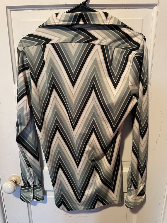 Vintage 1970s Givenchy Button Down Polyester Shir… - image 4