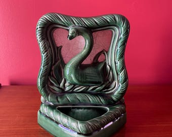 Mid-Century Green Swan TV Lamp with Planter
