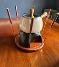 Vintage Fondue Set in Off-White