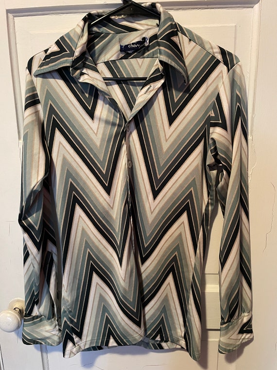 Vintage 1970s Givenchy Button Down Polyester Shir… - image 2