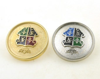 2 Crown British engraved emblem Plastic Bronze Tone Color Button Shank