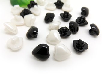 10 Pcs 0.43 Inches Small BlackWhite Plum Flower Plastic Shank Buttons for Shirts Sweaters Cardigans