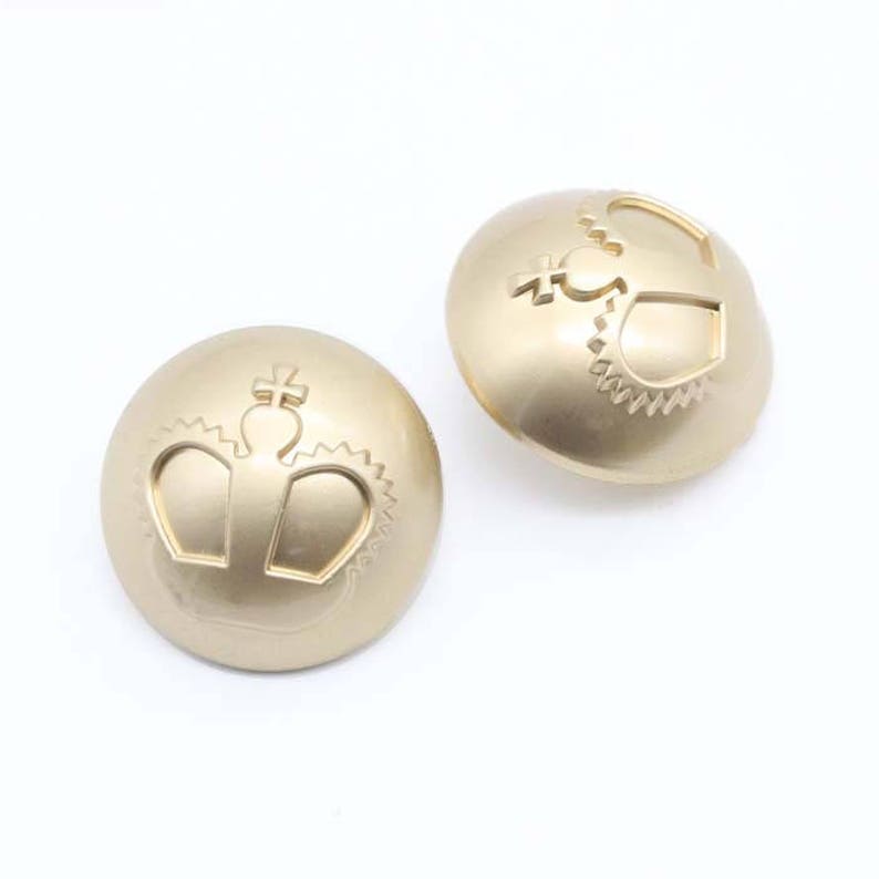 6 Pcs 0.71~0.98 Inches Fashion Matte Gold Big Crown Metal Shank Buttons for Coats Sweaters