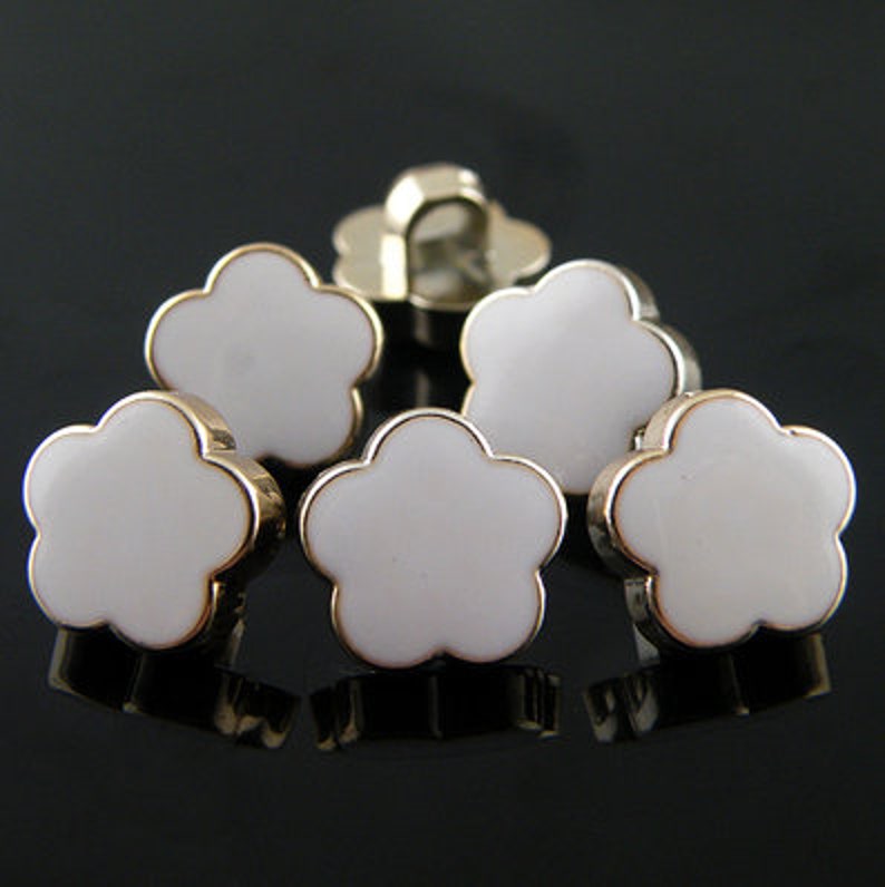 10 Pcs 0.43 Inches Small BlackWhite Plum Flower Plastic Shank Buttons for Shirts Sweaters Cardigans