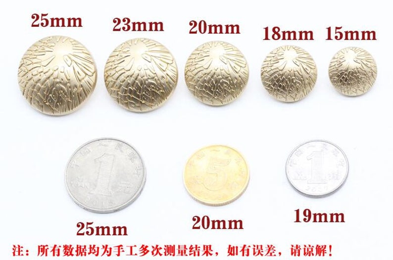 6 Pcs 0.71~0.98 Inches Fashion Matte Gold Big Crown Metal Shank Buttons for Coats Sweaters