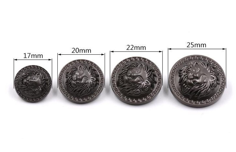 6 Pcs 0.71~0.98 Inches High-grade Retro Various Colors GoatLion Head Relief Metal Shank Buttons for Suits Coats Sweaters