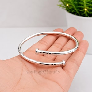 Nagel-Armreif aus Sterlingsilber, verstellbar, offen