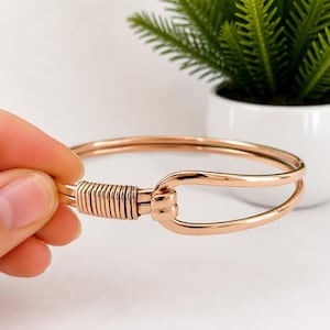 Handmade Copper Hook Cuff Bracelet, Adjustable Open Copper Bangle, Minimalist Rustic Bracelet, Artisan Jewelry, Gift for Her