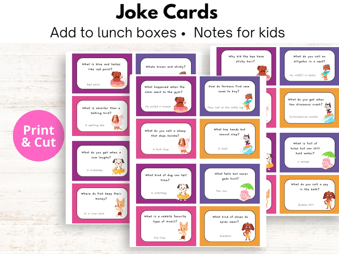 Lunch Box Joke Cards Part 2 Jokes for Kids Printable Cards Etsy