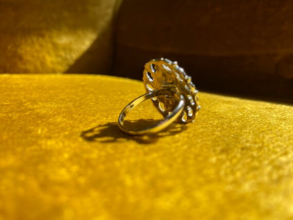 Vintage Adjustable Hematite Statement Ring in Sil… - image 4